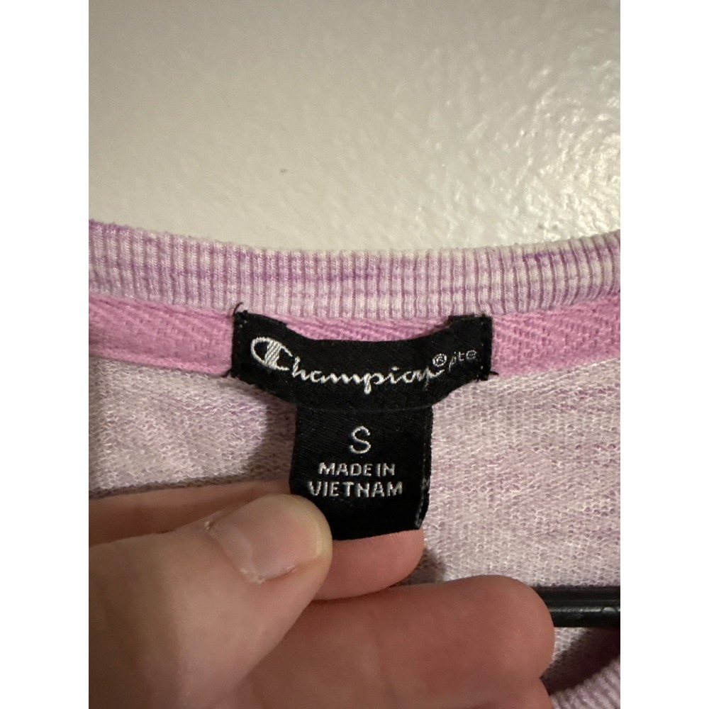 Champion Womens Purple Space Dye Long Sleeve Activewear Top Small Crew Neck - Picture 3 of 6